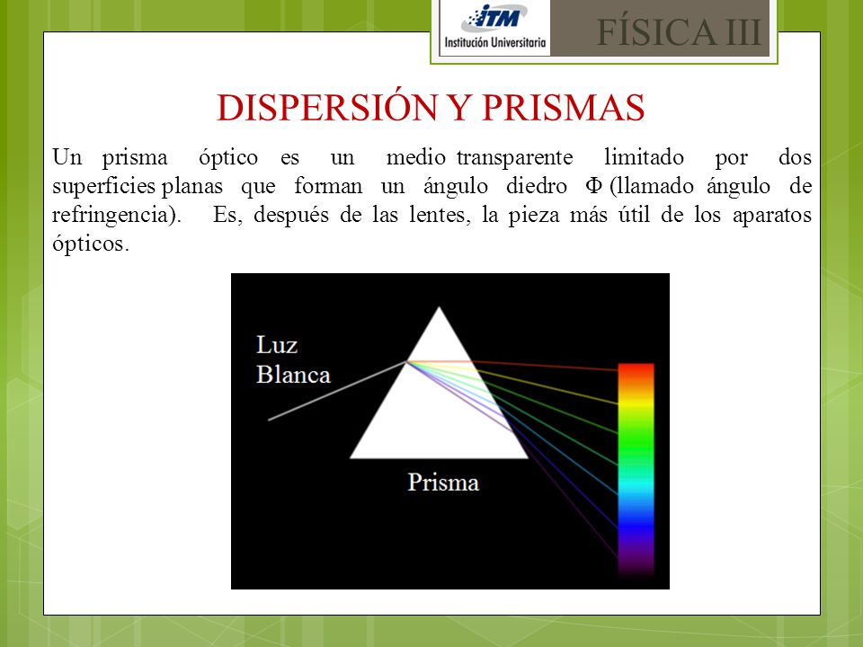 FÍSICA III DISPERSIÓN Y PRISMAS