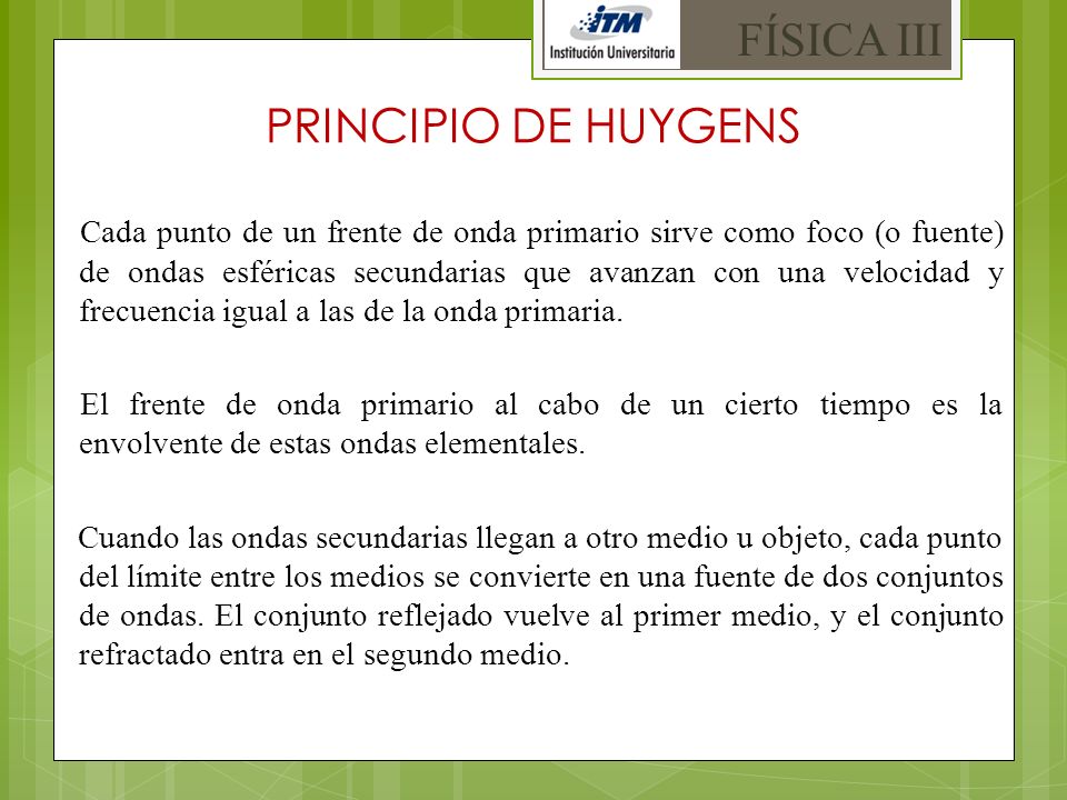 FÍSICA III PRINCIPIO DE HUYGENS