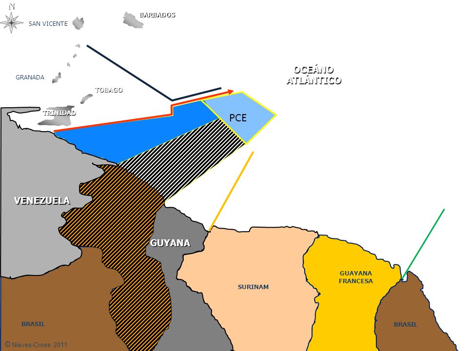PCE N OCEÁNO ATLÁNTICO VENEZUELA VENEZUELA GUYANA GUYANA GUYANA GUYANA