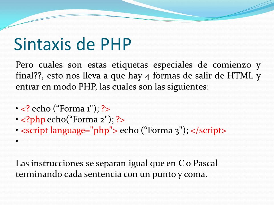 Sintaxis de PHP