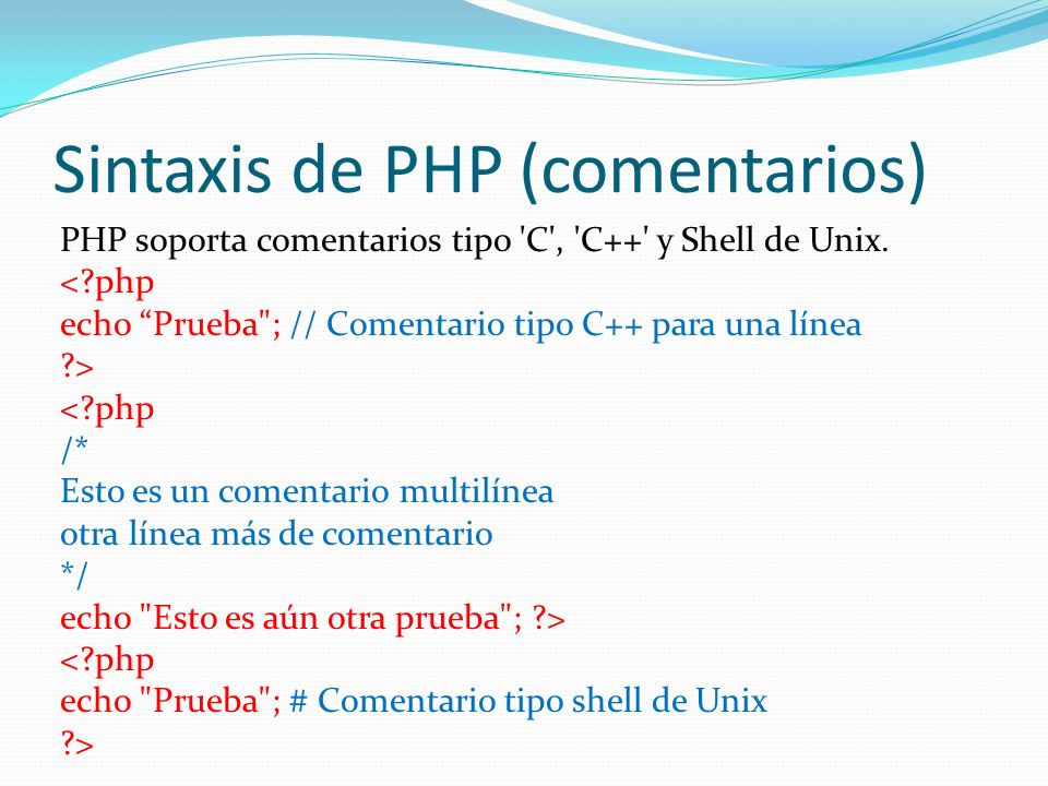 Sintaxis de PHP (comentarios)