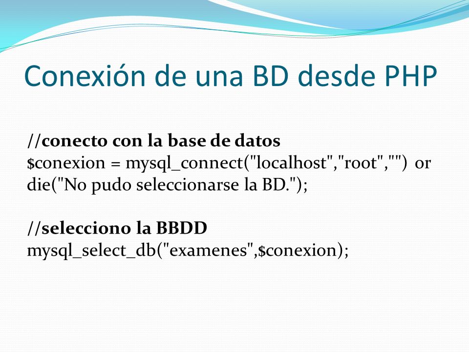 Conexión de una BD desde PHP