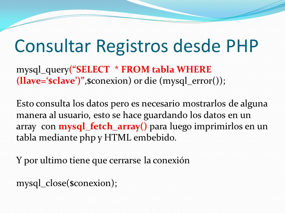 Consultar Registros desde PHP
