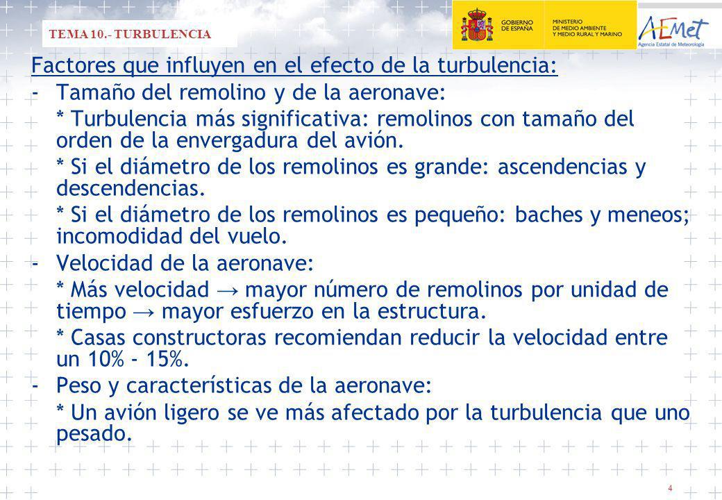 Factores que influyen en el efecto de la turbulencia: