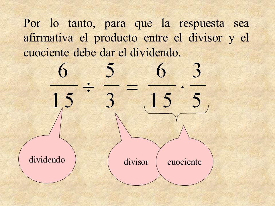 Por lo tanto, para que la respuesta sea afirmativa el producto entre el divisor y el cuociente debe dar el dividendo.