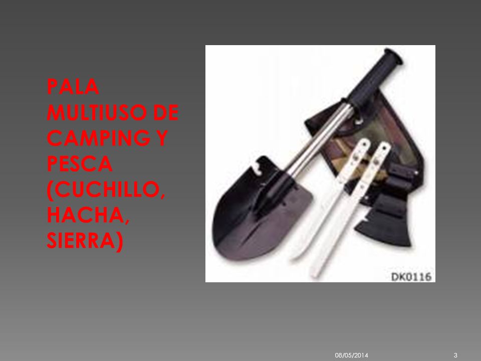 PALA MULTIUSO DE CAMPING Y PESCA (CUCHILLO, HACHA, SIERRA)