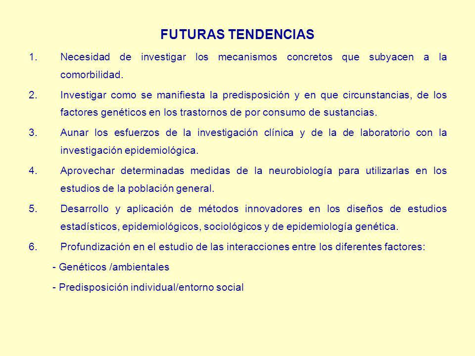 FUTURAS TENDENCIAS Necesidad de investigar los mecanismos concretos que subyacen a la comorbilidad.