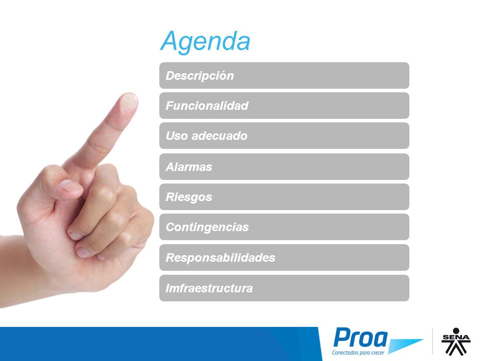 Agenda Agenda Descripción Funcionalidad Uso adecuado Alarmas Riesgos