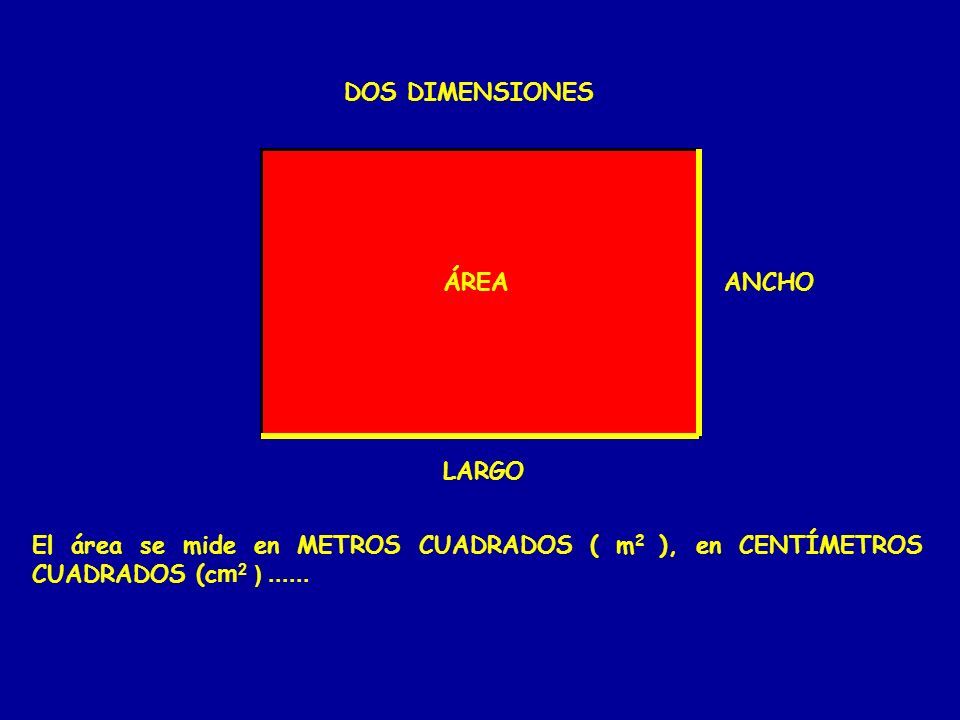 DOS DIMENSIONES ÁREA. ANCHO. LARGO.