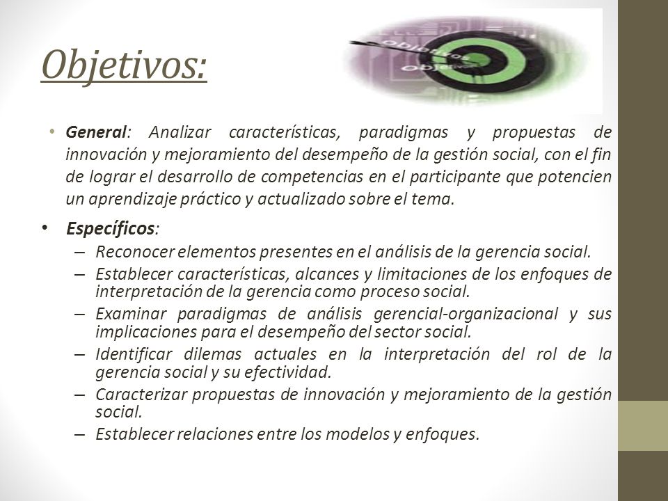 Objetivos: Específicos:
