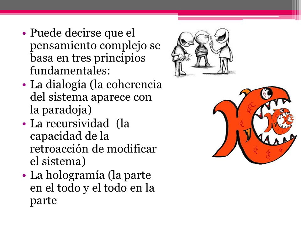 Puede decirse que el pensamiento complejo se basa en tres principios fundamentales:
