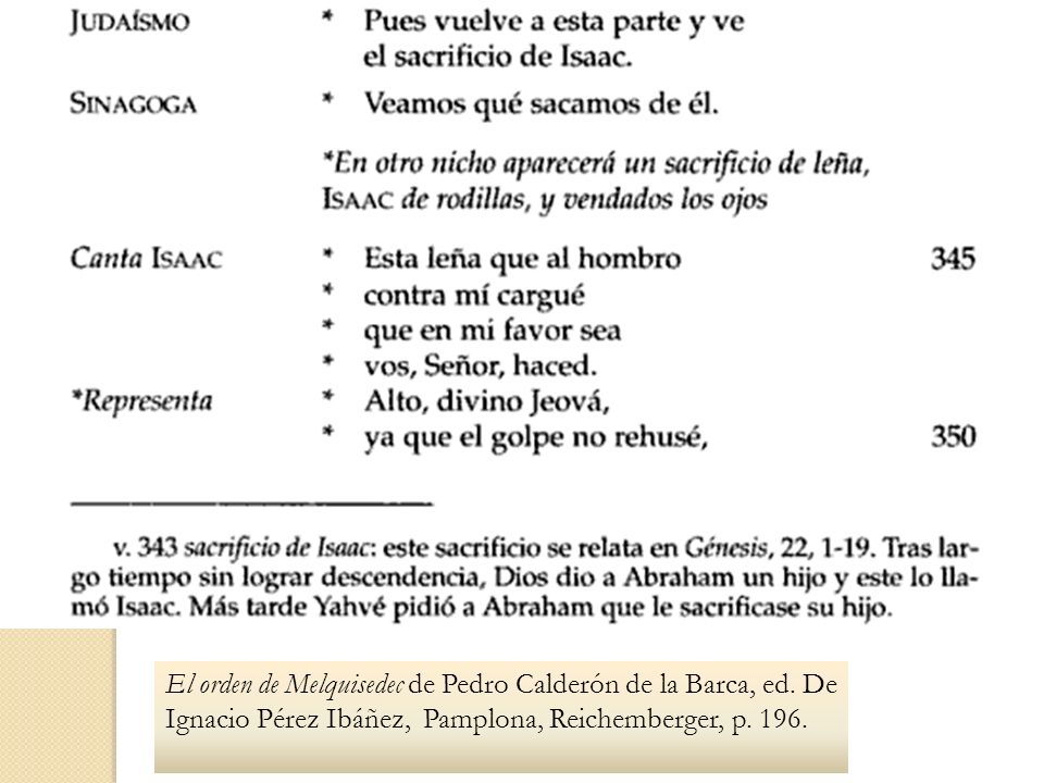 El orden de Melquisedec de Pedro Calderón de la Barca, ed
