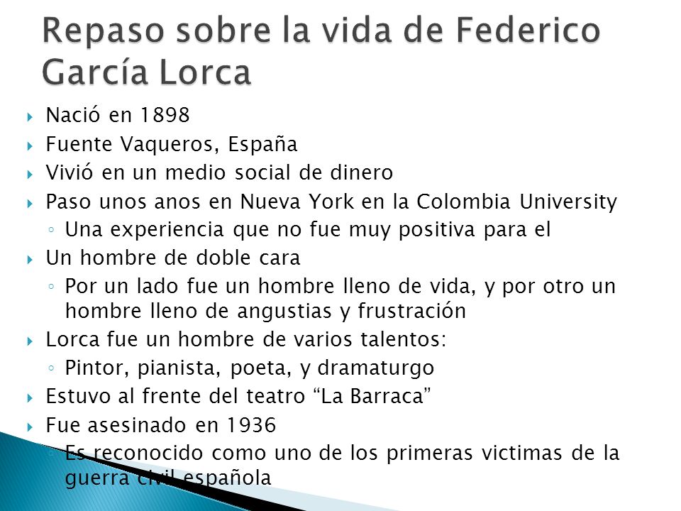 Repaso sobre la vida de Federico García Lorca
