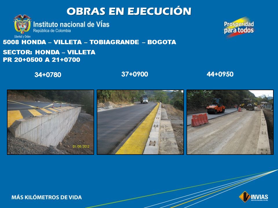 OBRAS EN EJECUCIÓN 5008 HONDA – VILLETA – TOBIAGRANDE – BOGOTA. SECTOR: HONDA – VILLETA. PR A
