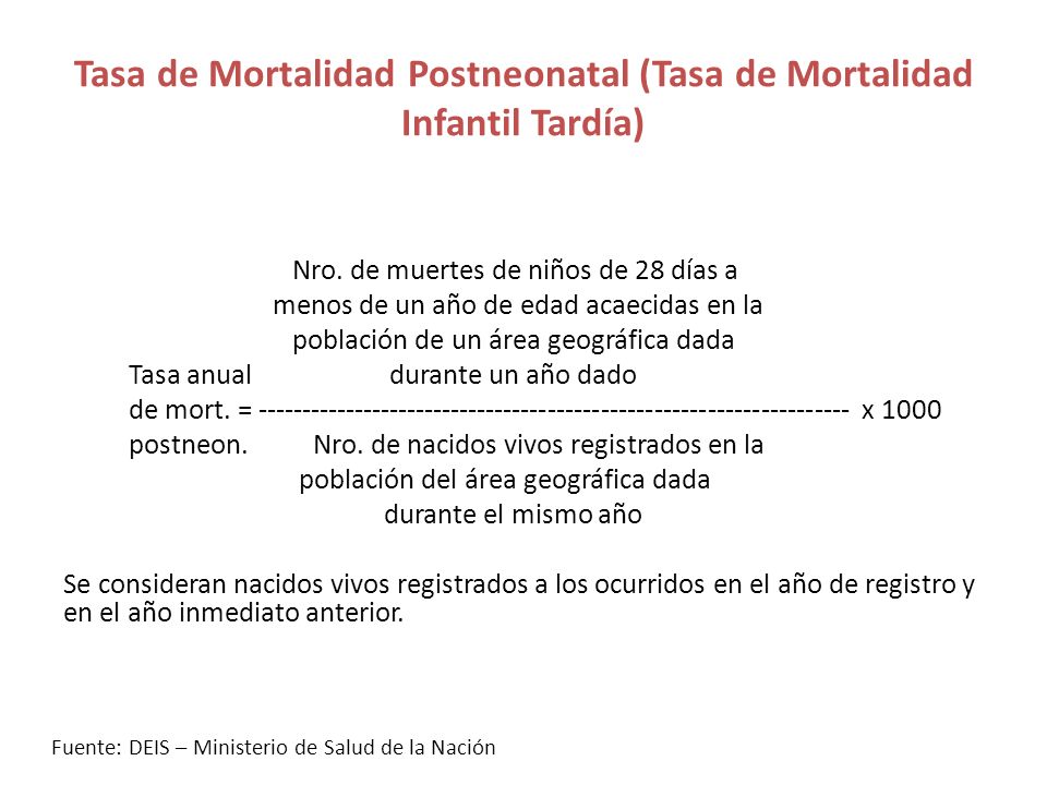 Tasa de Mortalidad Postneonatal (Tasa de Mortalidad Infantil Tardía)