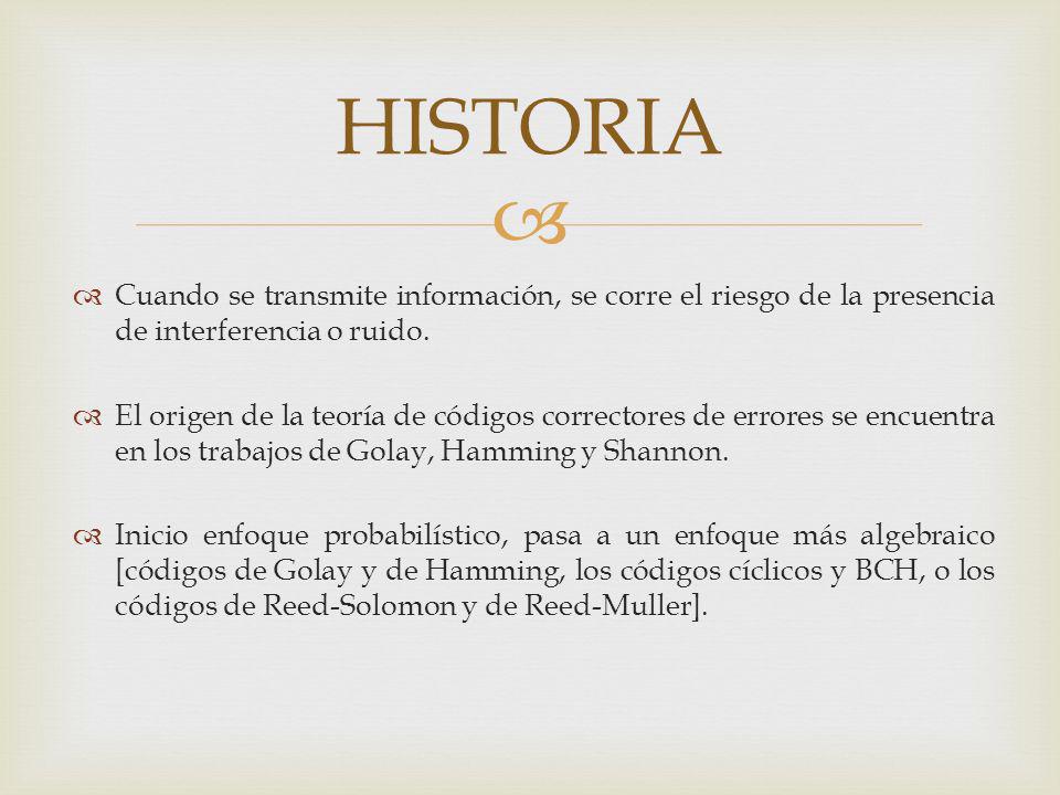HISTORIA Cuando se transmite información, se corre el riesgo de la presencia de interferencia o ruido.