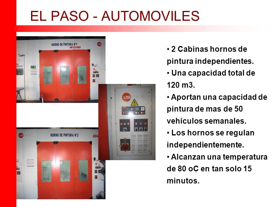EL PASO - AUTOMOVILES 2 Cabinas hornos de pintura independientes.