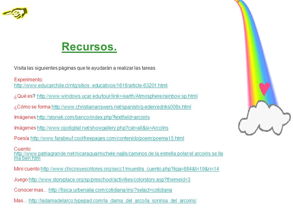 Recursos. Visita las siguientes páginas que te ayudarán a realizar las tareas. Experimento.