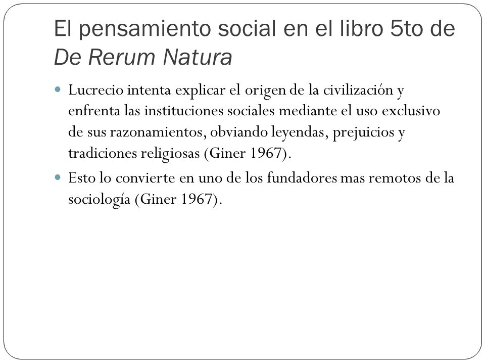 El pensamiento social en el libro 5to de De Rerum Natura