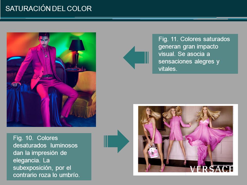 SATURACIÓN DEL COLOR Fig. 11. Colores saturados generan gran impacto visual. Se asocia a sensaciones alegres y vitales.