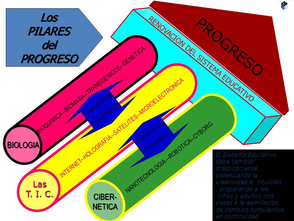 PROGRESO Los PILARES del PROGRESO BIOLOGIA Las T. I. C. CIBER- NETICA