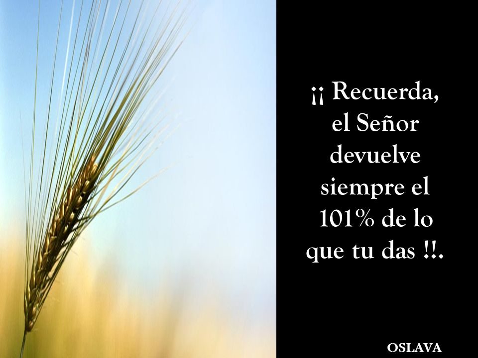 ¡¡ Recuerda, el Señor devuelve siempre el 101% de lo que tu das !!.