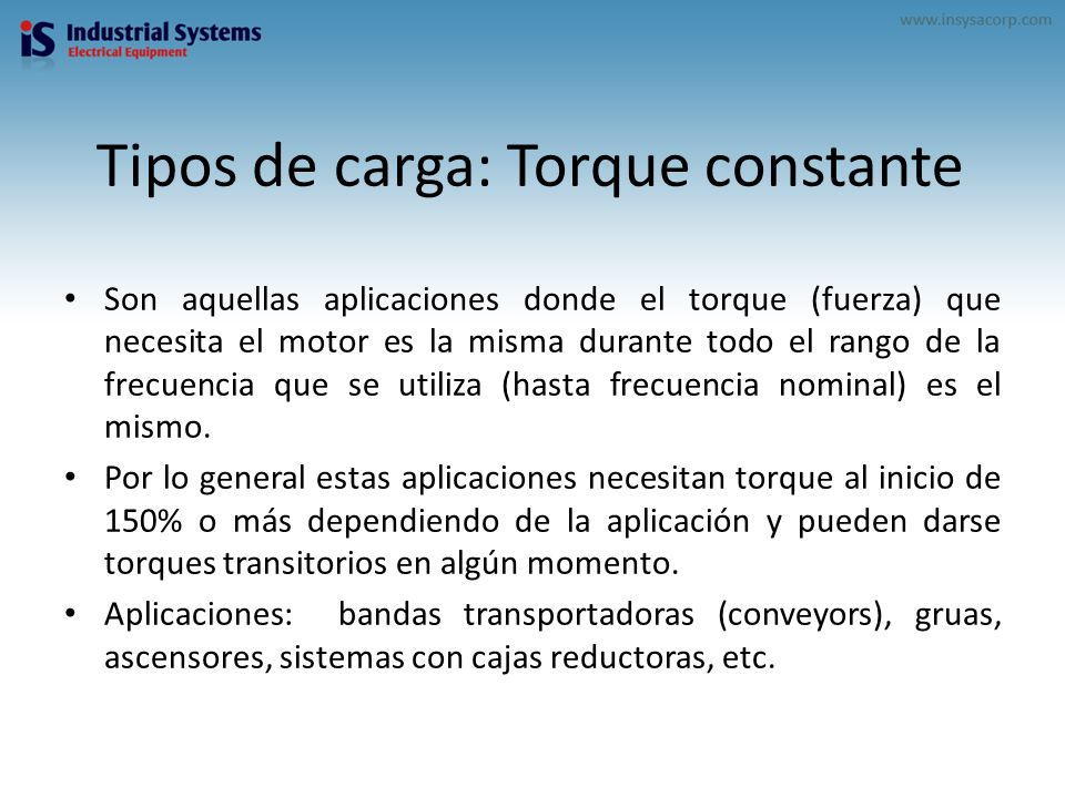 Tipos de carga: Torque constante