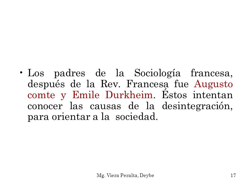 Los padres de la Sociología francesa, después de la Rev