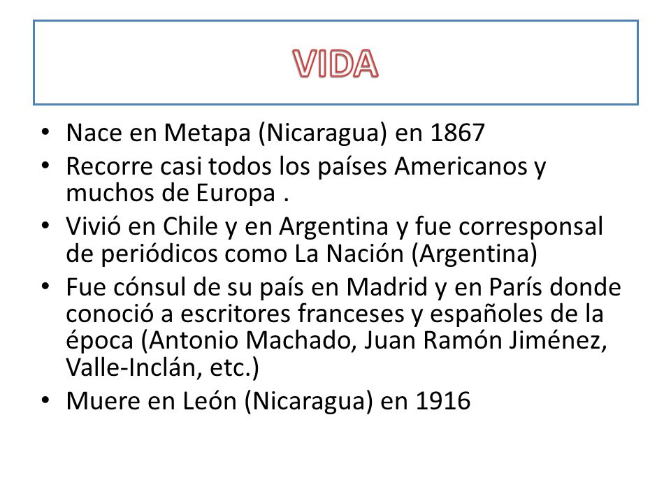 VIDA Nace en Metapa (Nicaragua) en 1867