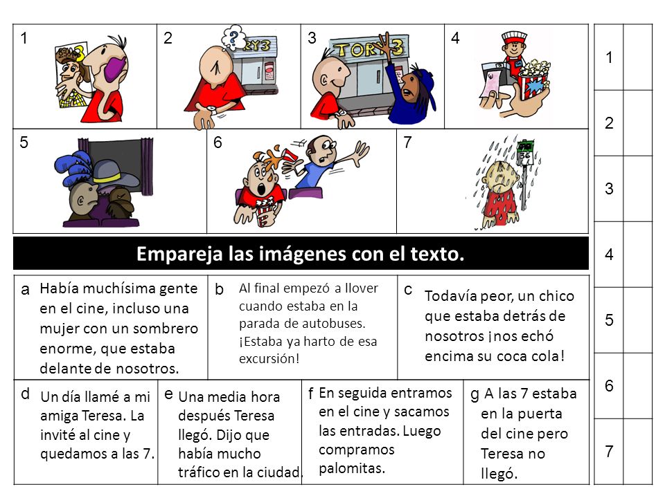 Empareja las imágenes con el texto.