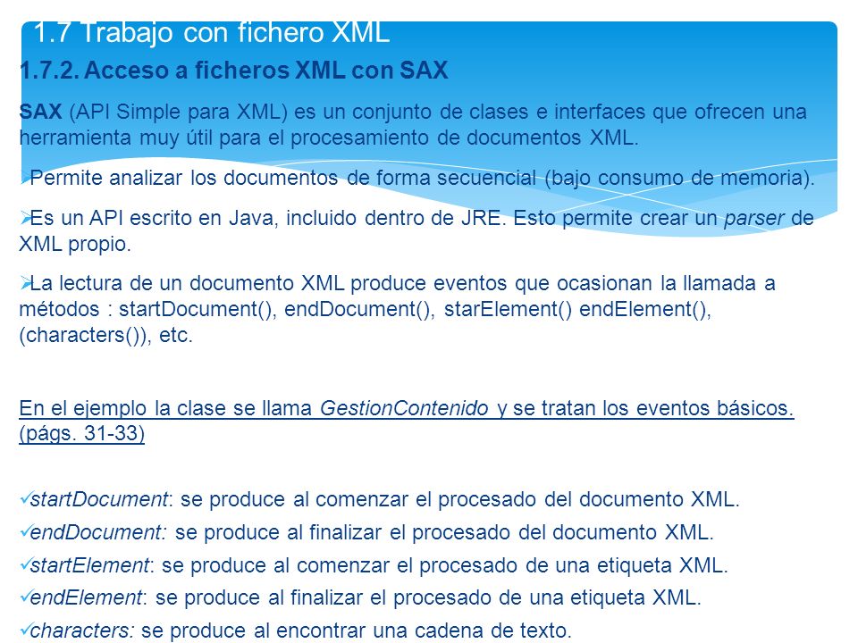 1.7 Trabajo con fichero XML