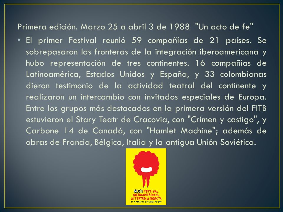Primera edición. Marzo 25 a abril 3 de 1988 Un acto de fe