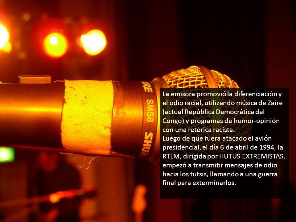 La emisora promovió la diferenciación y el odio racial, utilizando música de Zaire (actual República Democrática del Congo) y programas de humor-opinión con una retórica racista.