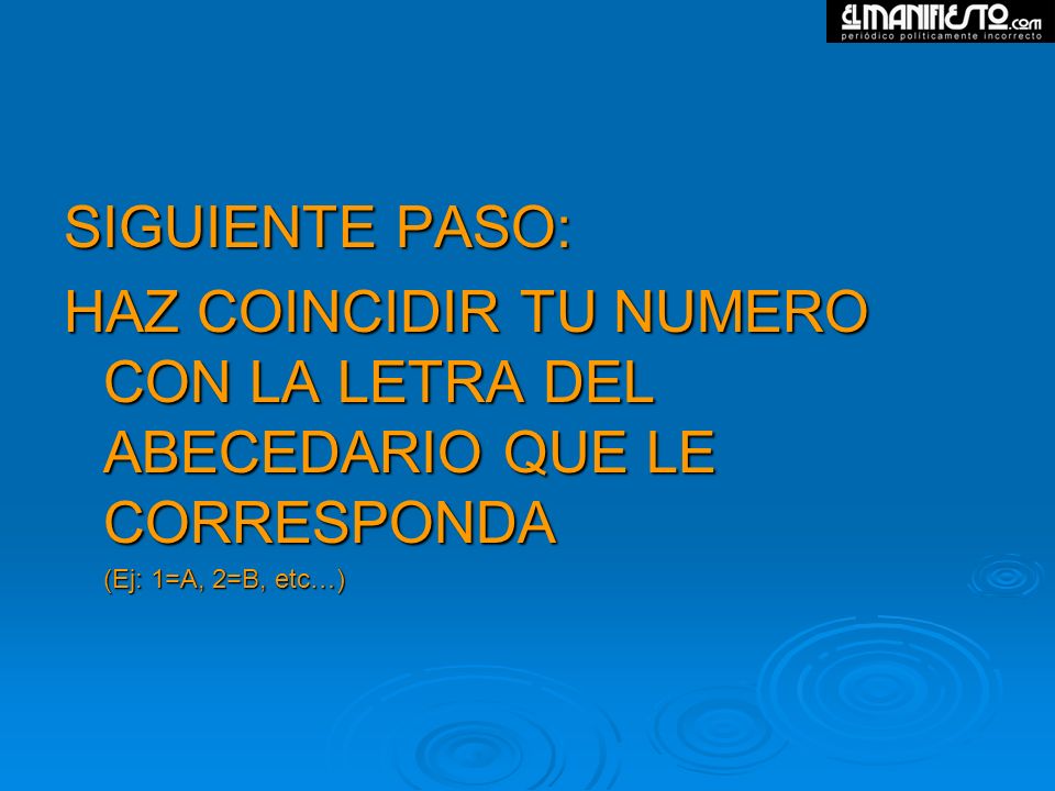 HAZ COINCIDIR TU NUMERO CON LA LETRA DEL ABECEDARIO QUE LE CORRESPONDA