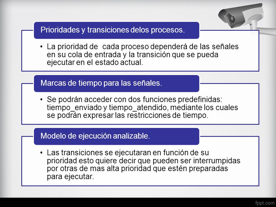 La prioridad de cada proceso dependerá de las señales en su cola de entrada y la transición que se pueda ejecutar en el estado actual.