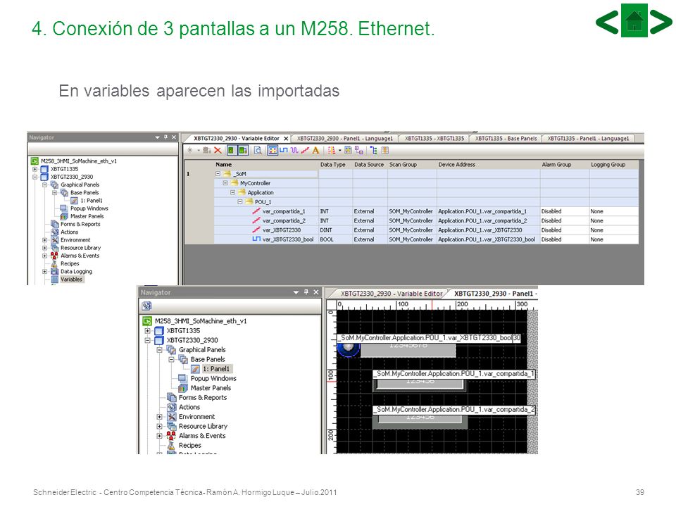 4. Conexión de 3 pantallas a un M258. Ethernet.