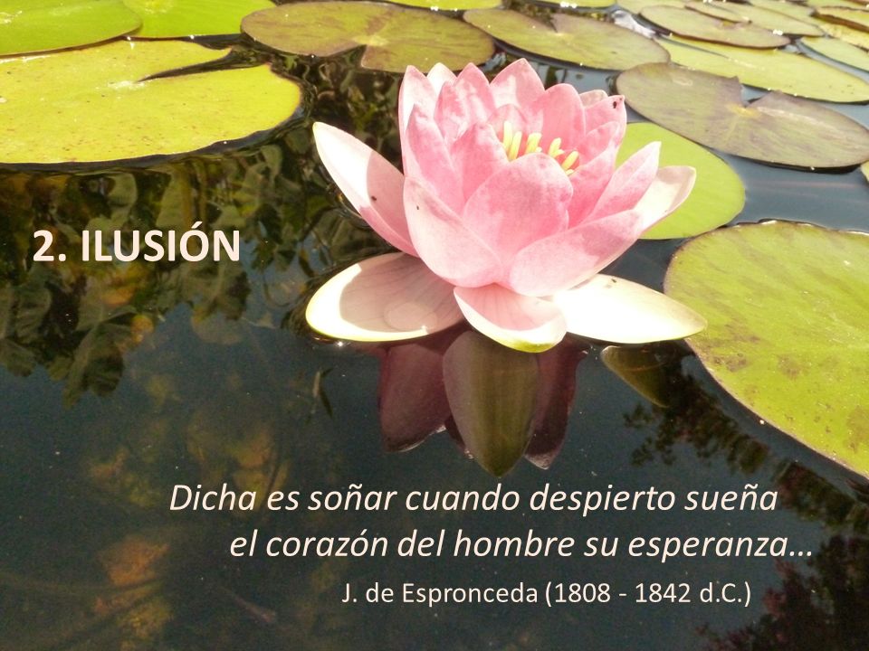 2. ILUSIÓN Dicha es soñar cuando despierto sueña el corazón del hombre su esperanza… J.