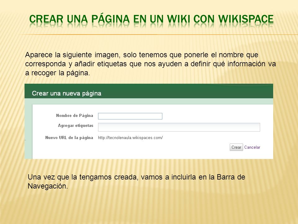 Crear una página en un wiki con wikispace