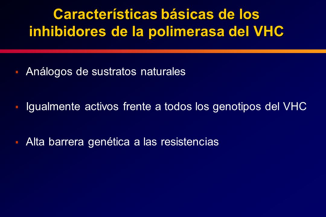 Características básicas de los inhibidores de la polimerasa del VHC