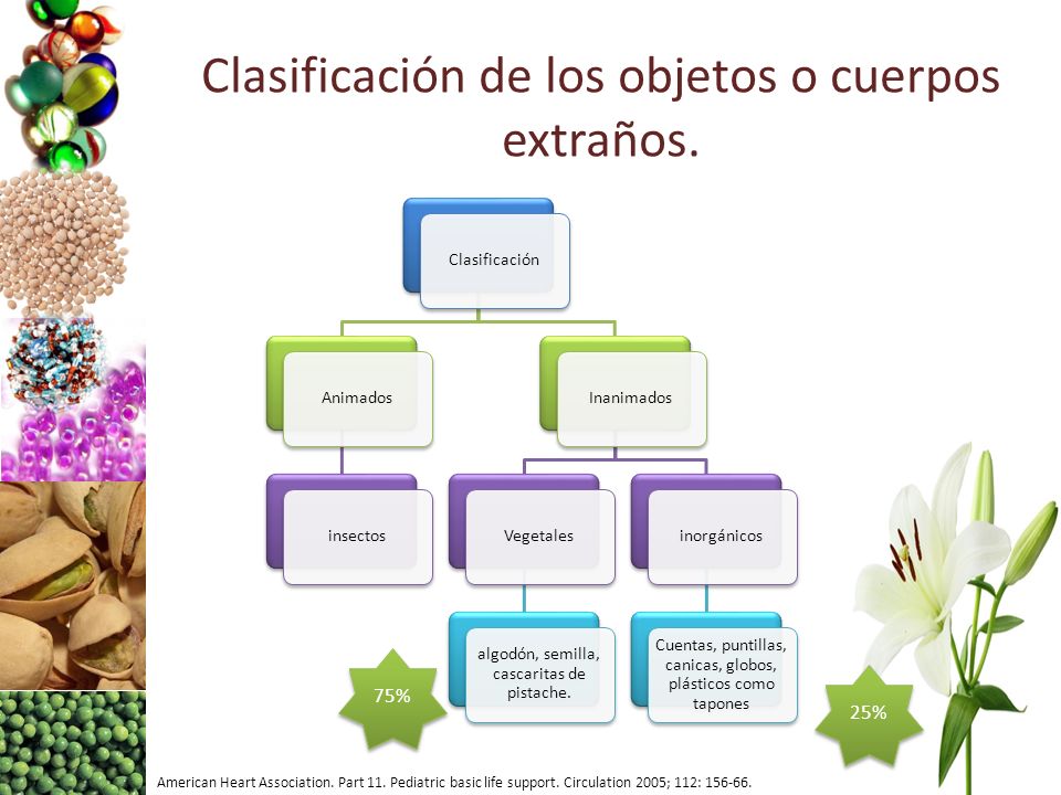 Clasificación de los objetos o cuerpos extraños.