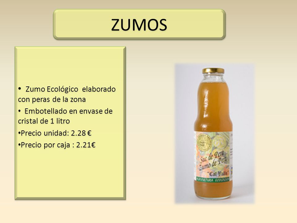 ZUMOS Zumo Ecológico elaborado con peras de la zona