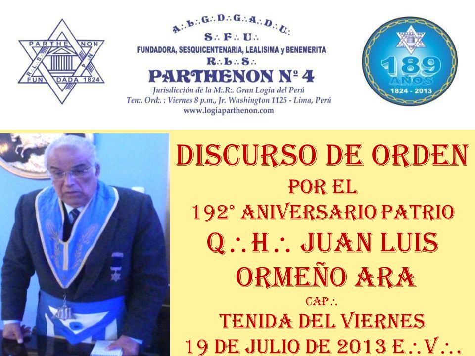 Discurso de orden Qh Juan luis ormeño ara Por el