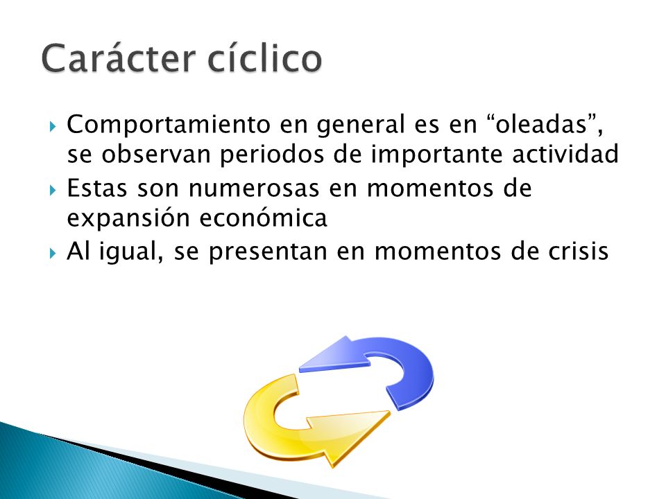 Carácter cíclico Comportamiento en general es en oleadas , se observan periodos de importante actividad.