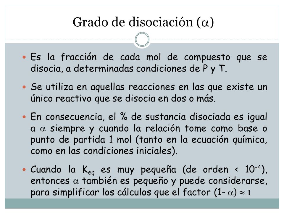 Grado de disociación ()