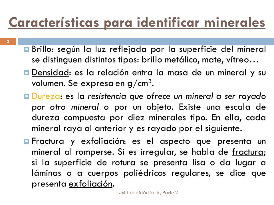 Características para identificar minerales