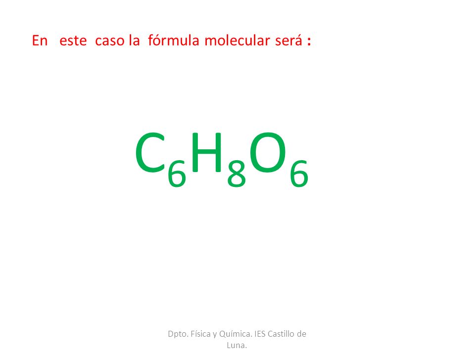 En este caso la fórmula molecular será :