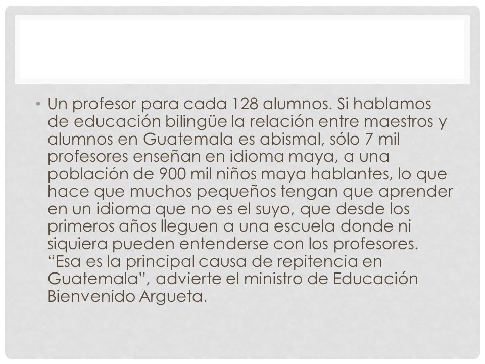 Un profesor para cada 128 alumnos