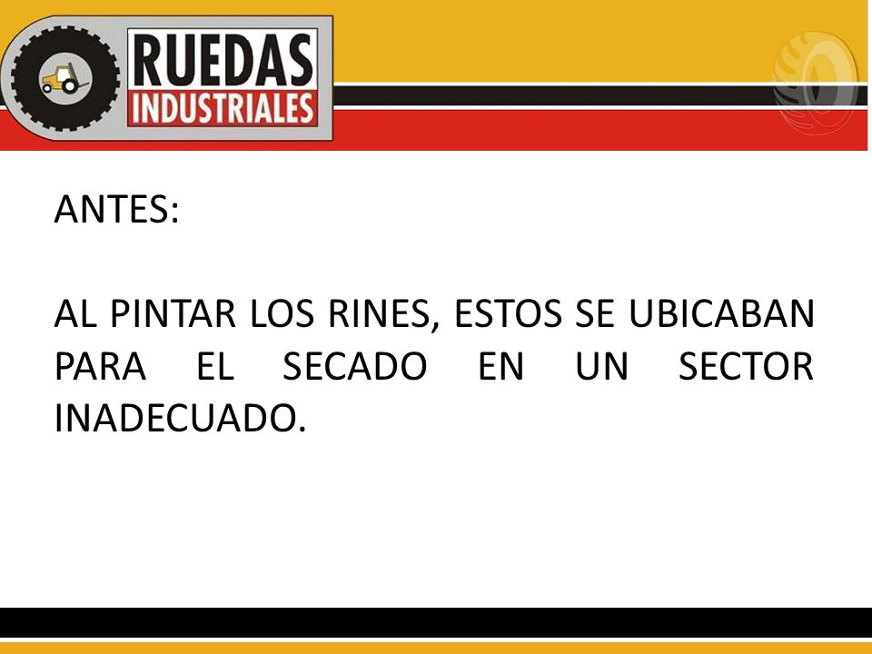 ANTES: AL PINTAR LOS RINES, ESTOS SE UBICABAN PARA EL SECADO EN UN SECTOR INADECUADO.