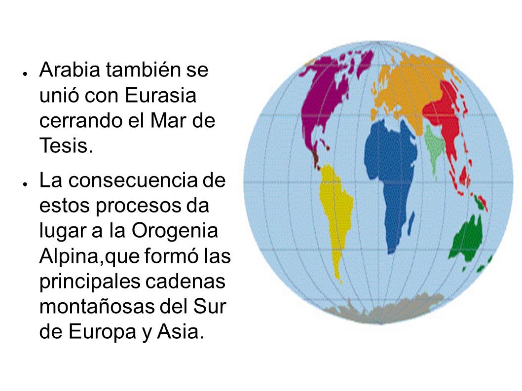 Arabia también se unió con Eurasia cerrando el Mar de Tesis.