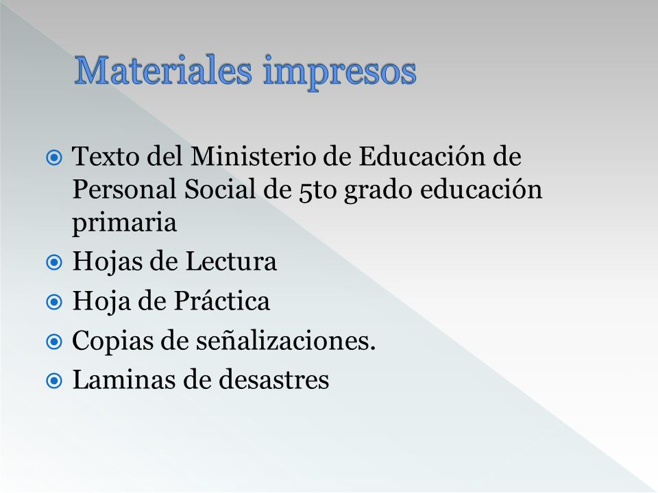 Materiales impresos Texto del Ministerio de Educación de Personal Social de 5to grado educación primaria.